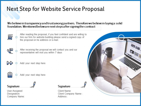Web Design Template Next Step For Website Service Proposal Slides PDF Web Design Template Next Step For Website Service Proposal Slides PDF