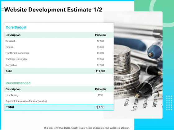 Web Development And IT Design Website Development Estimate Ppt PowerPoint Presentation Professional Diagrams PDF Web Development And IT Design Website Development Estimate Ppt PowerPoint Presentation Professional Diagrams PDF