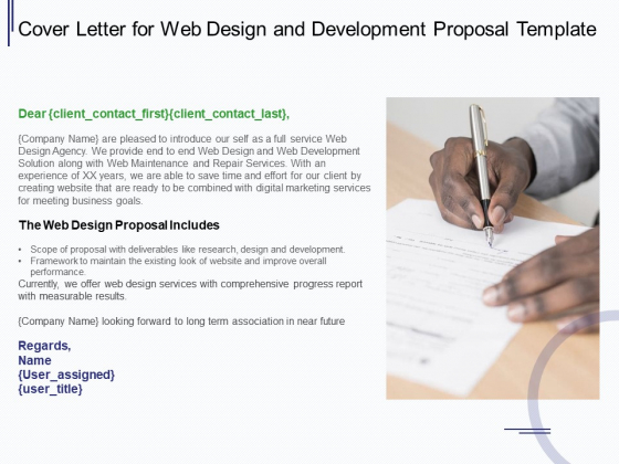 Web Development It And Design Cover Letter For Web Design And Development Ppt Icon Design Inspiration PDF