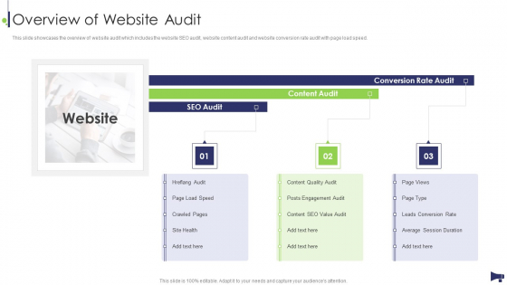 Website And Social Media Overview Of Website Audit Ppt Infographics Styles PDF