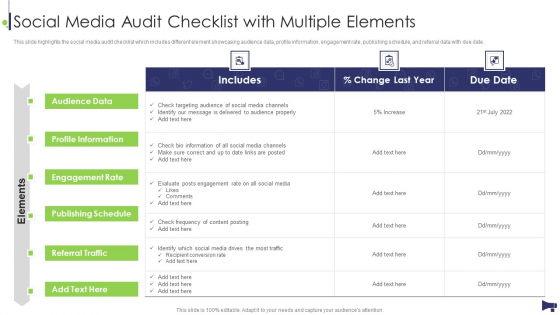 Website And Social Media Social Media Audit Checklist With Multiple Elements Guidelines PDF Website And Social Media Social Media Audit Checklist With Multiple Elements Guidelines PDF