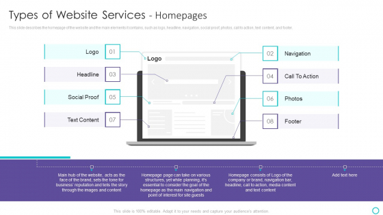 Website Designing And Development Service Types Of Website Services Homepages Pictures PDF Website Designing And Development Service Types Of Website Services Homepages Pictures PDF