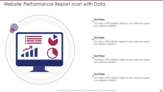 Website Performance Report Icon With Data Download PDF
