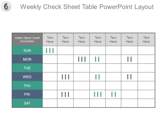 Weekly Check Sheet Table Powerpoint Layout