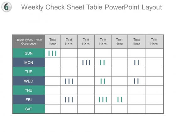 Weekly Check Sheet Table Powerpoint Layout Weekly Check Sheet Table Powerpoint Layout