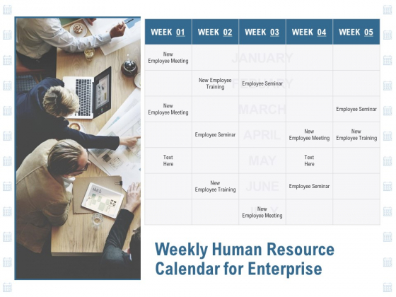 Weekly Human Resource Calendar For Enterprise Ppt PowerPoint Presentation Show Tips