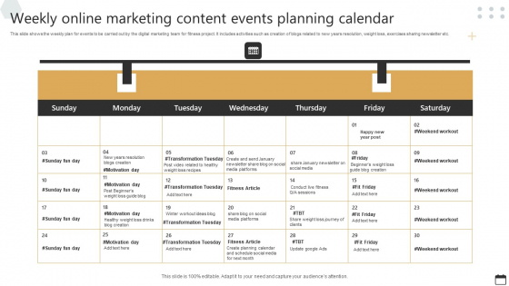 Weekly Online Marketing Content Events Planning Calendar Download PDF