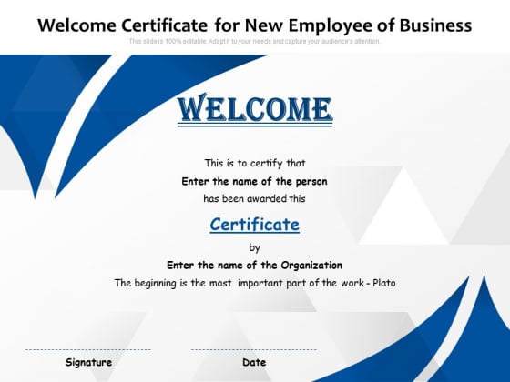 Welcome Certificate For New Employee Of Business Ppt PowerPoint Presentation Inspiration Example File PDF Welcome Certificate For New Employee Of Business Ppt PowerPoint Presentation Inspiration Example File PDF