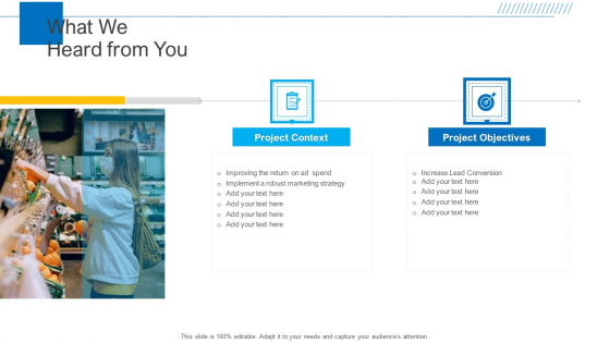 What We Heard From You Advertisement Campaign Proposal Template Microsoft PDF What We Heard From You Advertisement Campaign Proposal Template Microsoft PDF