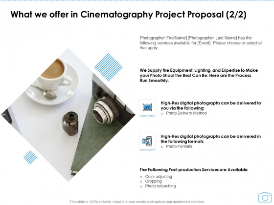 What We Offer In Cinematography Project Proposal Post Ppt Pictures Slide Download PDF What We Offer In Cinematography Project Proposal Post Ppt Pictures Slide Download PDF