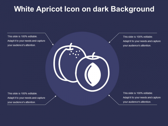 White Apricot Icon On Dark Background Ppt PowerPoint Presentation Gallery Visual Aids PDF
