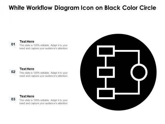 White Workflow Diagram Icon On Black Color Circle Ppt PowerPoint Presentation File Background Images PDF