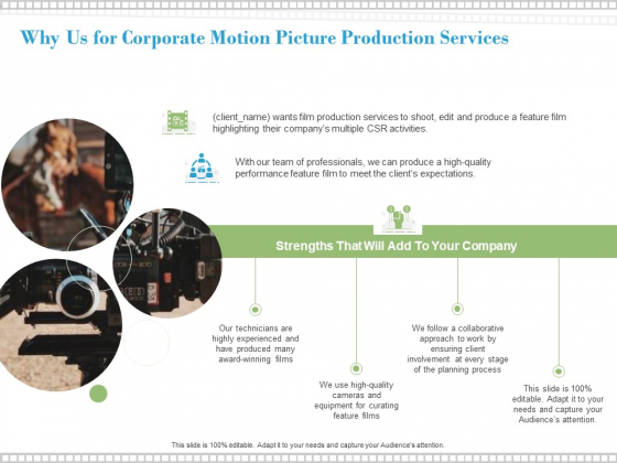 Why Us For Corporate Motion Picture Production Services Ppt PowerPoint Presentation Infographic Template Display Why Us For Corporate Motion Picture Production Services Ppt PowerPoint Presentation Infographic Template Display