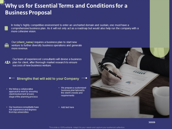 Why Us For Essential Terms And Conditions For A Business Proposal Ppt Layouts Portrait PDF Why Us For Essential Terms And Conditions For A Business Proposal Ppt Layouts Portrait PDF