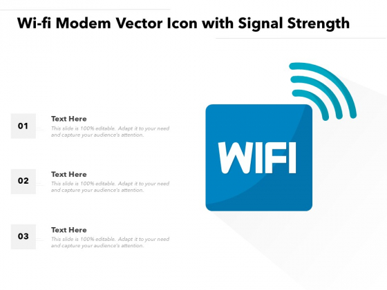 Wi Fi Modem Vector Icon With Signal Strength Ppt PowerPoint Presentation File Template PDF