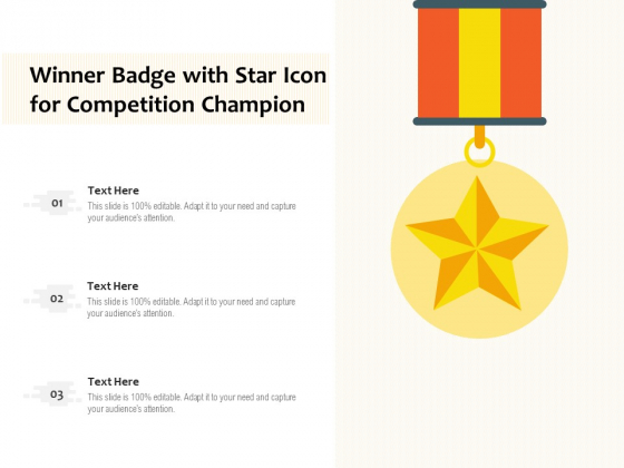 Winner Badge With Star Icon For Competition Champion Ppt PowerPoint Presentation Gallery Sample PDF