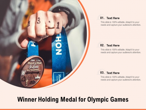 Winner Holding Medal For Olympic Games Ppt Powerpoint Presentation Gallery Summary Pdf