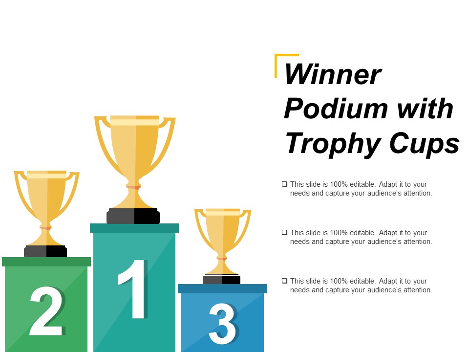 Winner Podium With Trophy Cups Ppt PowerPoint Presentation Layouts Pictures