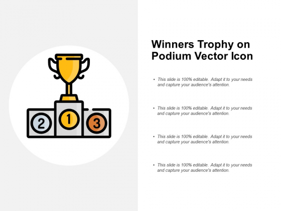 Winners Trophy On Podium Vector Icon Ppt PowerPoint Presentation Summary Structure