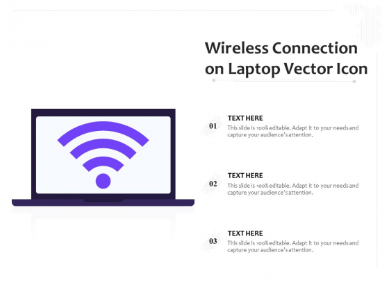Wireless Connection On Laptop Vector Icon Ppt PowerPoint Presentation Model Example Introduction PDF