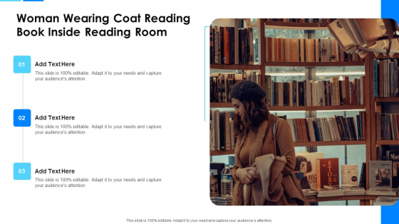 Woman Wearing Coat Reading Book Inside Reading Room Professional PDF