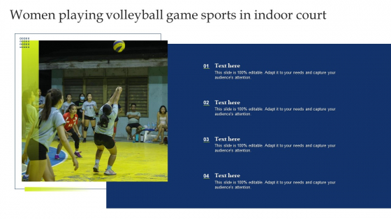 Women Playing Volleyball Game Sports In Indoor Court Designs PDF