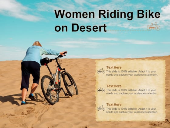 Women Riding Bike On Desert Ppt PowerPoint Presentation Portfolio Graphics PDF