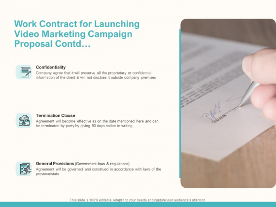 Work Contract For Launching Video Marketing Campaign Proposal Contd Ppt Infographics Template PDF Work Contract For Launching Video Marketing Campaign Proposal Contd Ppt Infographics Template PDF