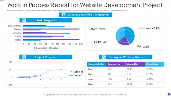 Work In Process Report For Website Development Project Structure PDF