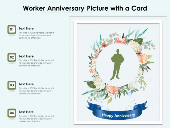 Worker Anniversary Picture With A Card Ppt PowerPoint Presentation File Mockup PDF