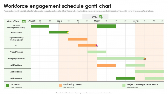 Workforce Engagement Schedule Gantt Chart Icons PDF