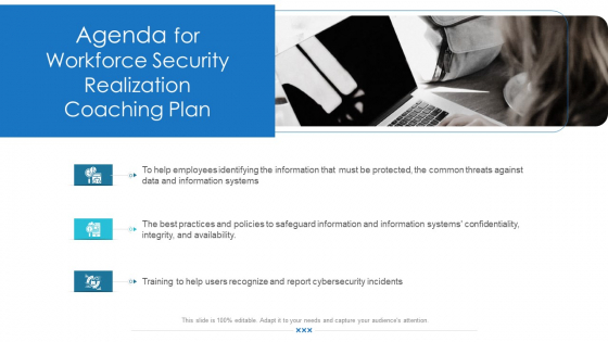 Workforce Security Realization Coaching Plan Agenda For Workforce Security Realization Coaching Plan Topics PDF Workforce Security Realization Coaching Plan Agenda For Workforce Security Realization Coaching Plan Topics PDF