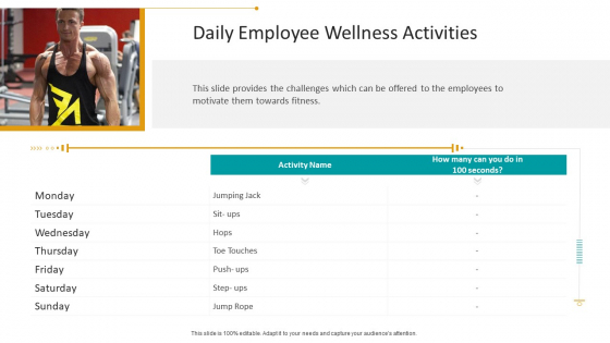 Workplace Wellness Daily Employee Wellness Activities Background PDF