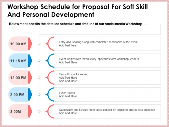 Workshop Schedule For Proposal For Soft Skill And Personal Development Event Formats PDF Workshop Schedule For Proposal For Soft Skill And Personal Development Event Formats PDF