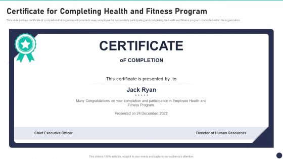 Workspace Wellness Playbook Certificate For Completing Health And Fitness Program Information PDF Workspace Wellness Playbook Certificate For Completing Health And Fitness Program Information PDF