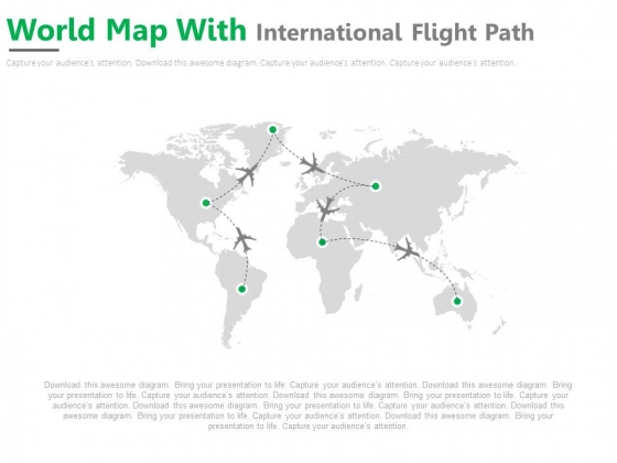 World Air Route Map Diagram Powerpoint Slides