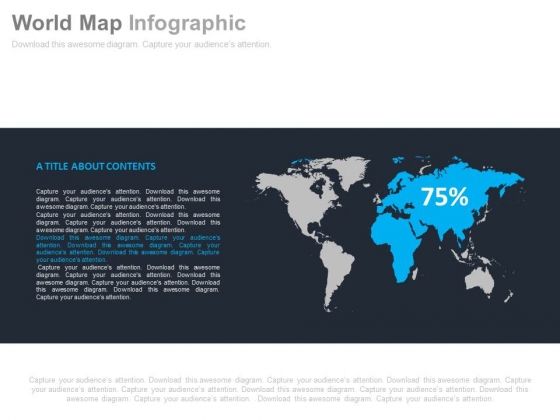 World Map With Percentage Value Powerpoint Slides
