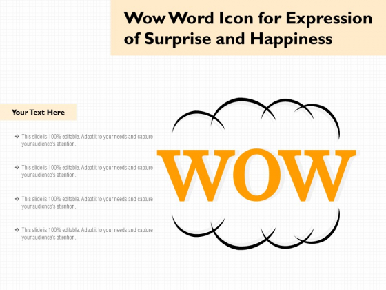 Wow Word Icon For Expression Of Surprise And Happiness Ppt PowerPoint Presentation Gallery Background Images PDF