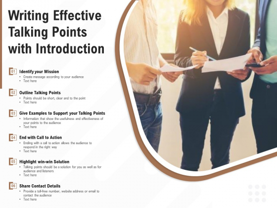 Writing Effective Talking Points With Introduction Ppt PowerPoint Presentation Inspiration Skills