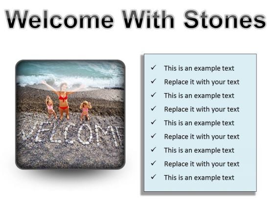 Welcome With Stones Beach PowerPoint Presentation Slides S