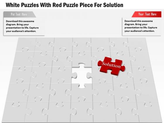 White Puzzles With Red Puzzle Piece For Solution Presentation Template White Puzzles With Red Puzzle Piece For Solution Presentation Template
