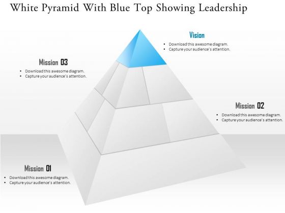 White Pyramid With Blue Top Showing Leadership Presentation Template White Pyramid With Blue Top Showing Leadership Presentation Template