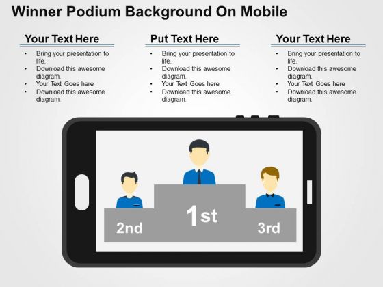 Winner Podium Background On Mobile PowerPoint Template Winner Podium Background On Mobile PowerPoint Template