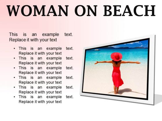 Woman On Beach Holidays PowerPoint Presentation Slides F