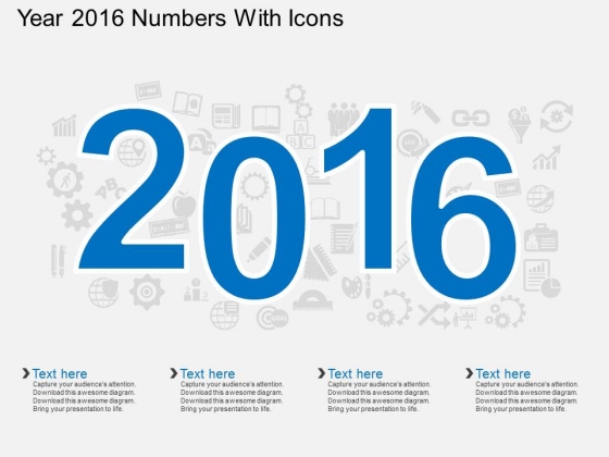 Year 2016 Numbers With Icons Powerpoint Template
