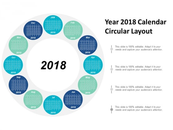 Year 2018 Calendar Circular Layout Ppt Powerpoint Presentation Styles Graphics