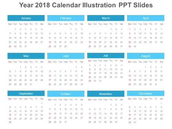 Year 2018 Calendar Illustration Ppt Slides Year 2018 Calendar Illustration Ppt Slides