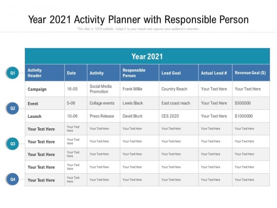 Year 2021 Activity Planner With Resposible Person Ppt PowerPoint Presentation Portfolio Tips PDF Year 2021 Activity Planner With Resposible Person Ppt PowerPoint Presentation Portfolio Tips PDF