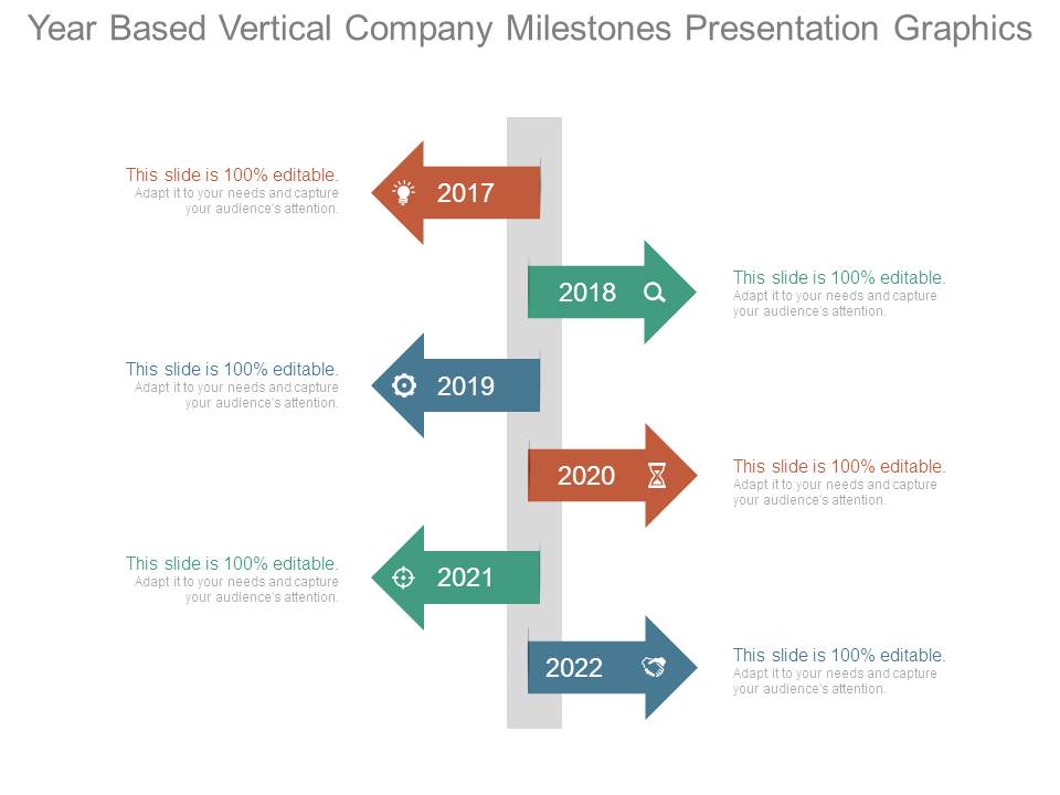 Year Based Vertical Company Milestones Presentation Graphics