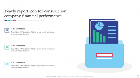 Yearly Report Icon For Construction Company Financial Performance Elements PDF